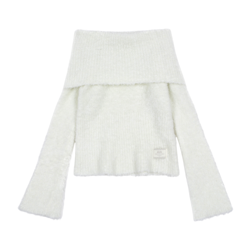 A25FWKN66IV0F Asura Cozy Wool Off Shoulder Knit Ivory