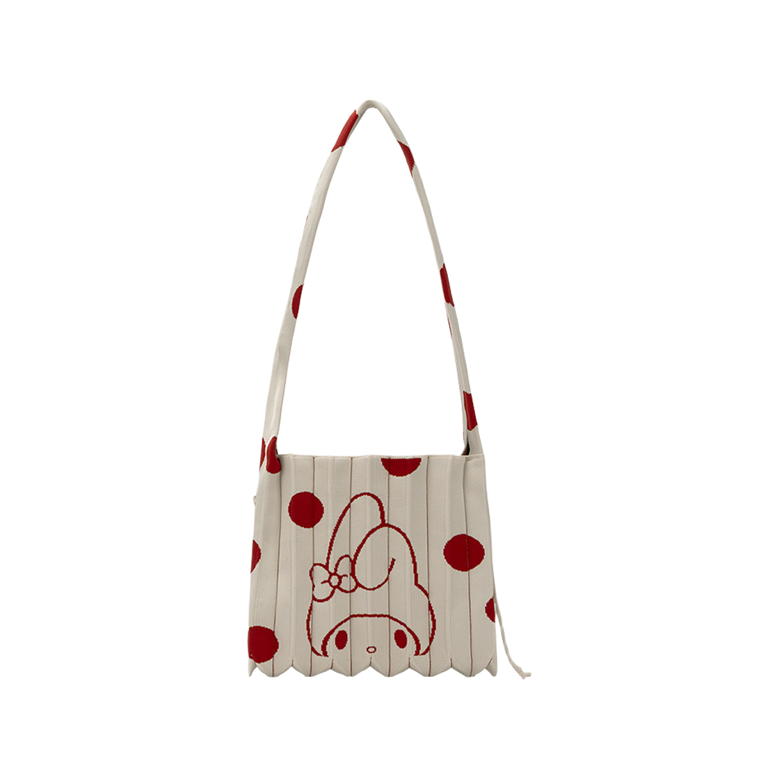 조셉앤스테이시 럭키 플리츠 니트 크로스바디 미디움 도트 마이멜로디 버터크림(Joseph&Stacey Lucky Pleats Knit Crossbody M Dot My Melody Buttercream)