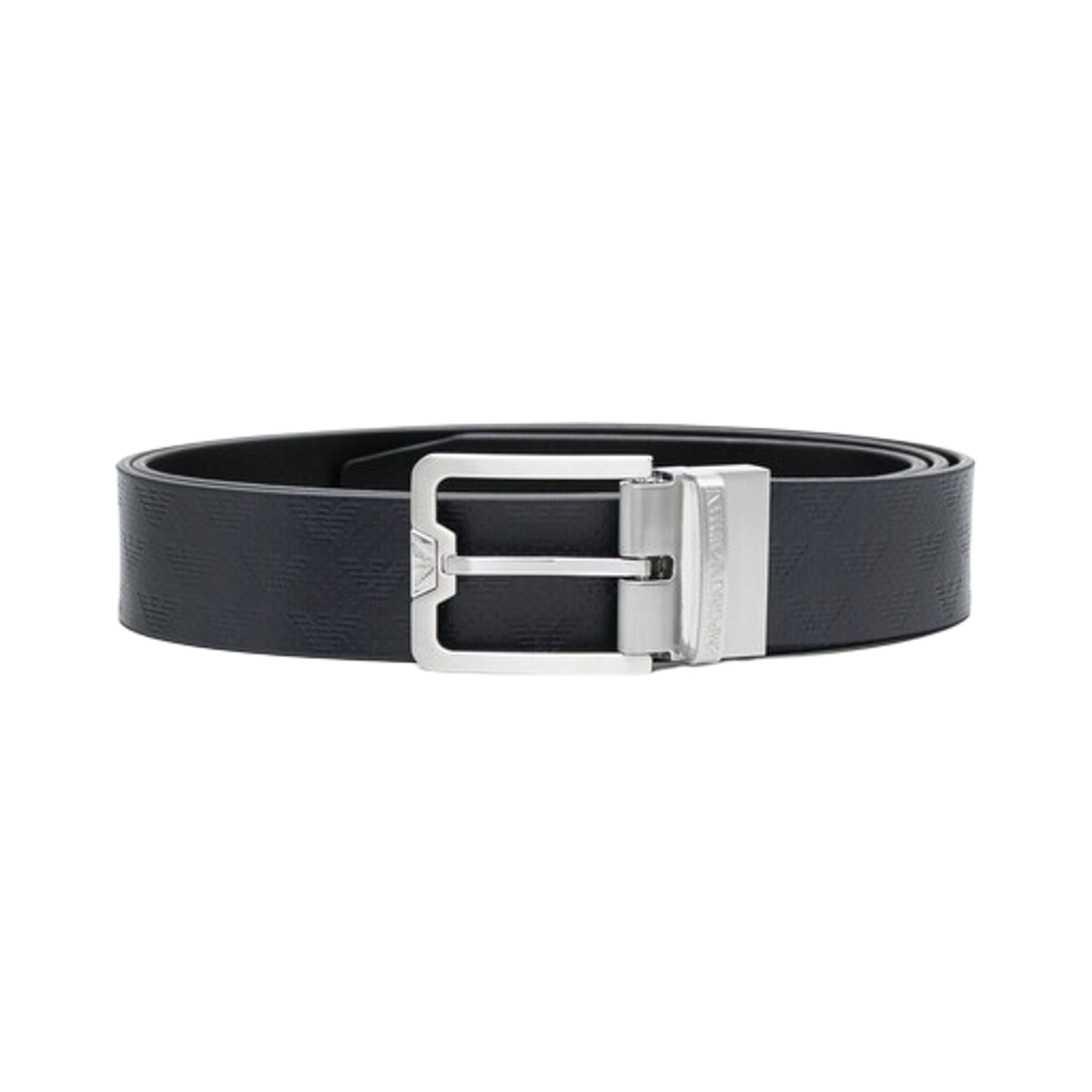 Y4S502Y221E81386 Emporio Armani Leather Belt with All-Over Embossed Eagle Black