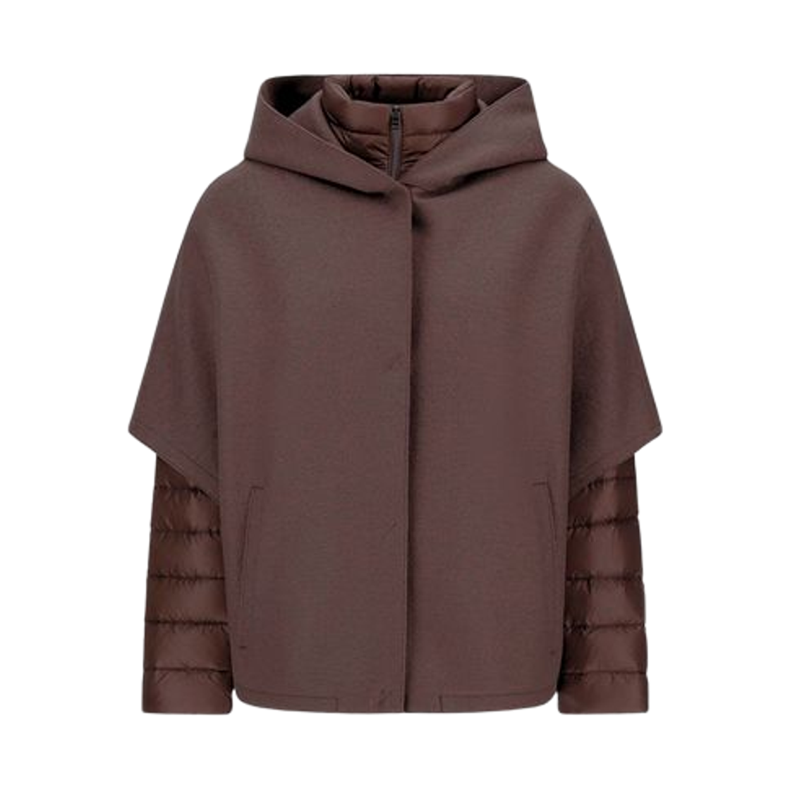 PI00154DR-33372-8810 (W) Herno Felted Wool Nylon Ultralight Resort Cape Brown