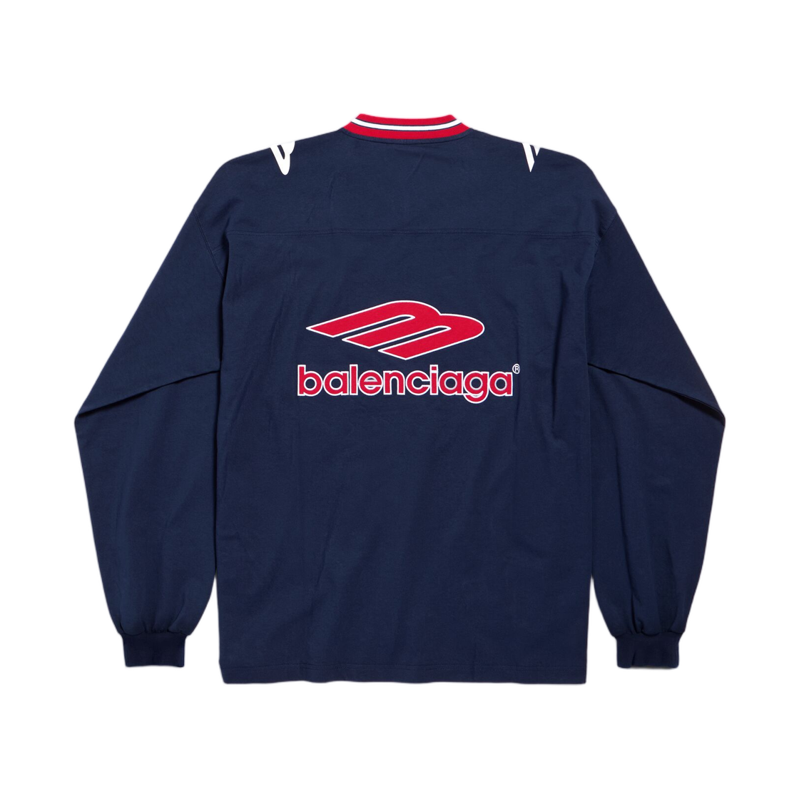 발렌시아가 3B 풋볼 롱 슬리브 브이넥 티셔츠 다크 네이비 레드(Balenciaga 3B Football Long Sleeve V-Neck T-Shirt Dark Navy Red) - 2