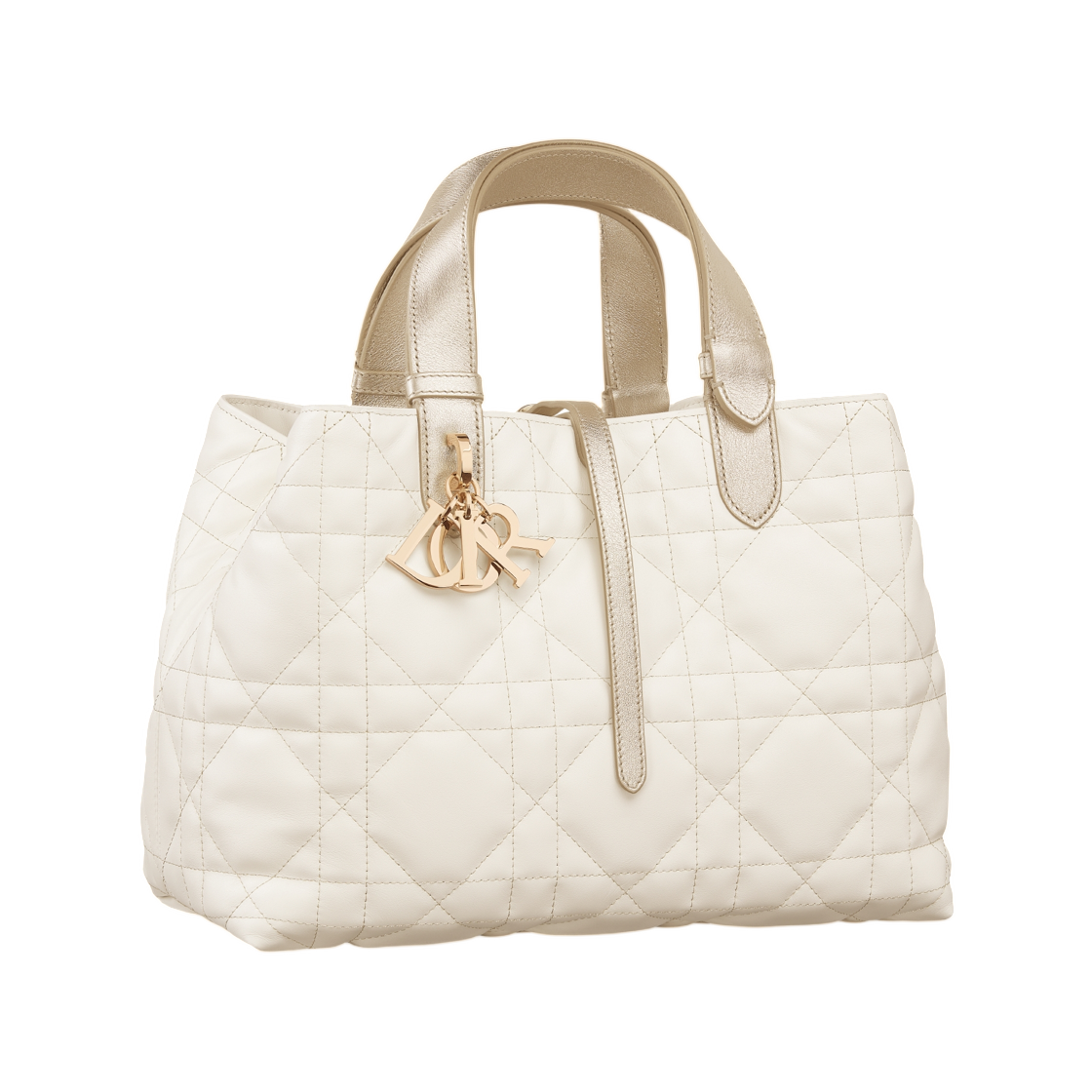 디올 미디움 디올 뚜주흐 백 매크로까나쥬 카프스킨 메탈릭 쓰레드 골드 화이트(Dior Medium Dior Toujours Bag Macrocannage Calfskin with Metallic Thread Gold White) - 2