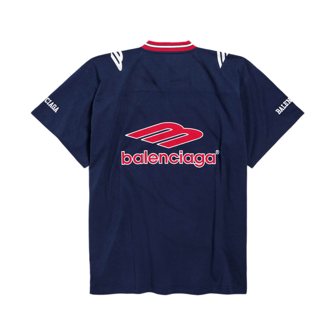 발렌시아가 3B 풋볼 브이넥 티셔츠 오버사이즈 다크 네이비 레드(Balenciaga 3B Football V-Neck T-Shirt Oversized Dark Navy Red) - 2