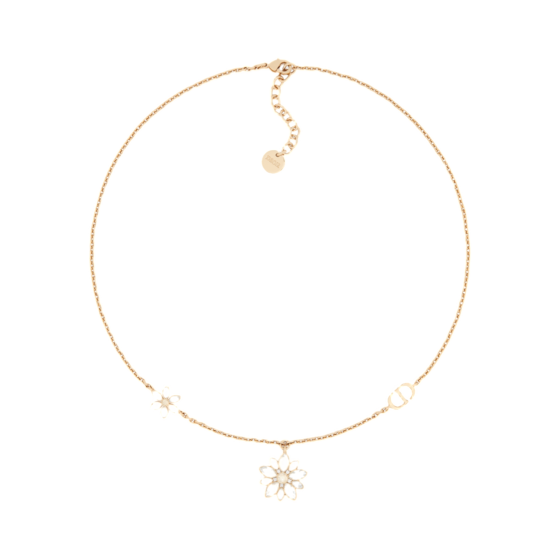(W) 디올 플레르 드 글라세 네클리스 메탈 골드 앤 실버톤 크리스탈 페일 골드((W) Dior Fleur De Glace Necklace Metal with Gold And Silver Tone Crystals Pale Gold) - 1