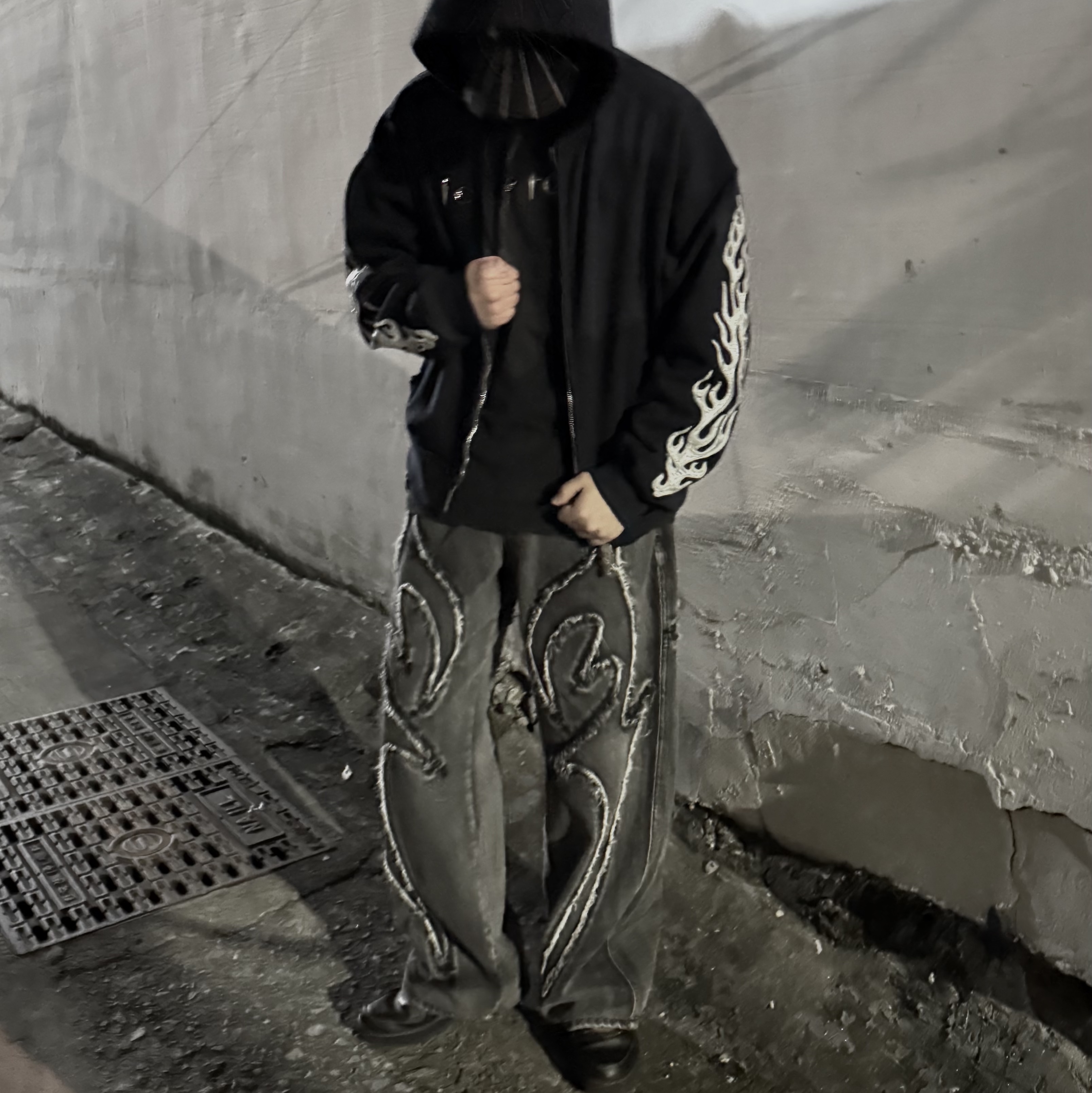 Adidas x Thug Club Long Sleeve T-Shirt Black - KR Sizing, Thug Club Leather Flame Hooded Zip-Up Navy 착용 스타일 - 4
