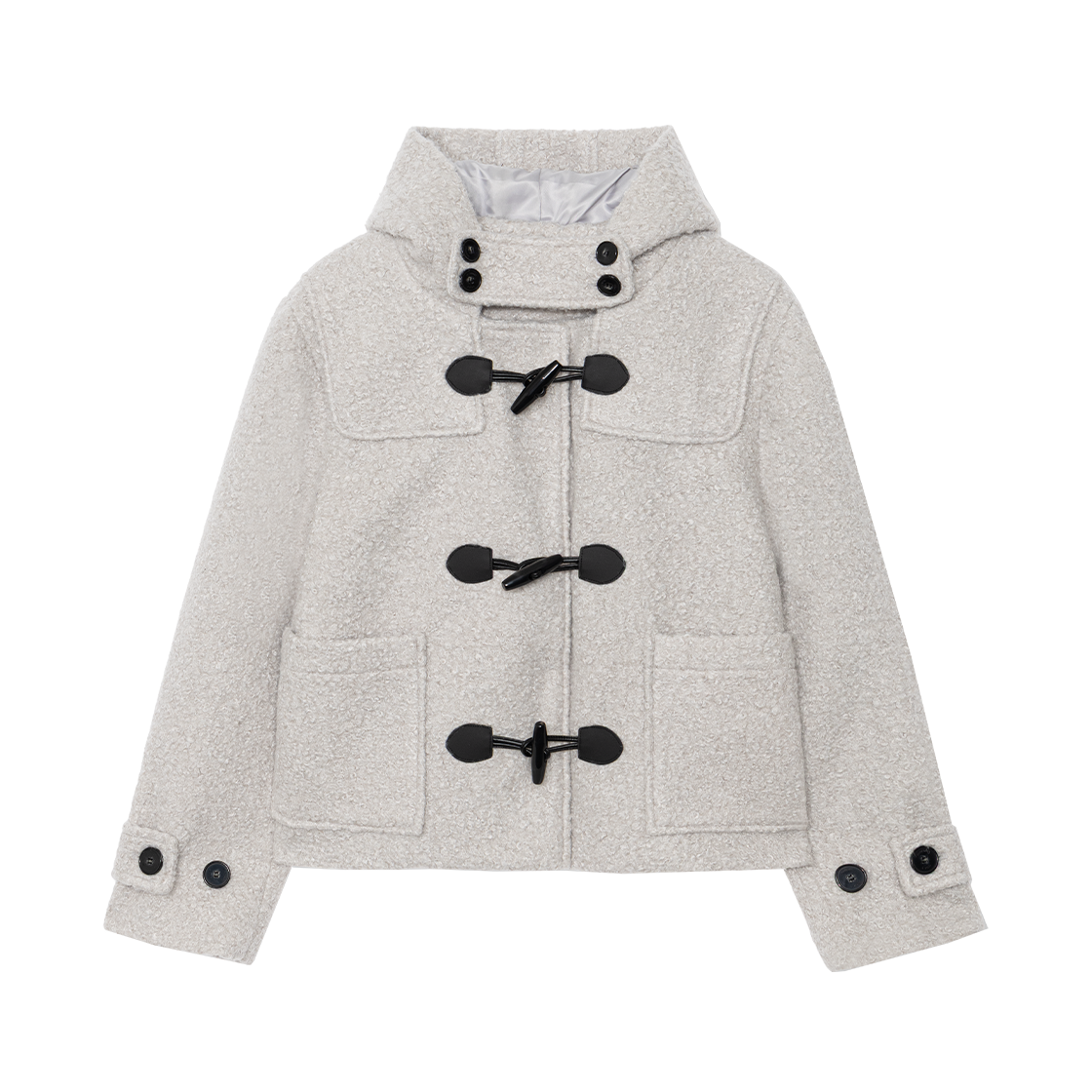 어글리쉐도우 컬리 더플 코트 그레이