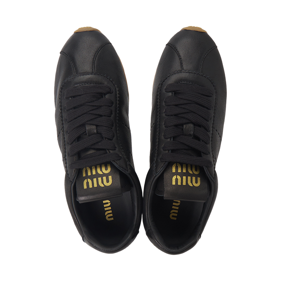 [20% 쿠폰] (W) 미우 미우 플럼 나파 레더 스니커즈 블랙([20% 쿠폰] (W) Miu Miu Plume Nappa Leather Sneakers Black) - 3