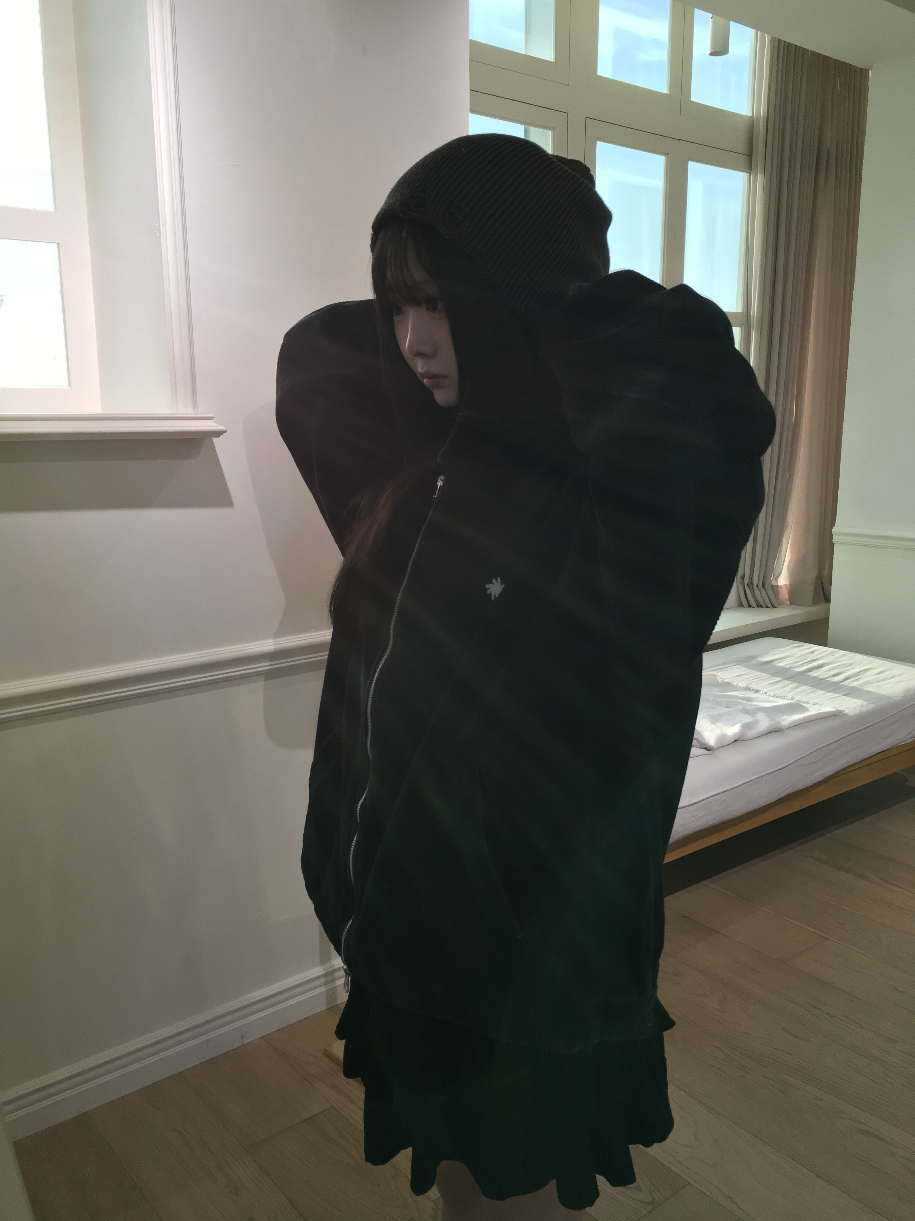 SLOW RECORD HOUSE Vintage Corduroy Harrington Jacket Charcoal 착용 스타일 - 7