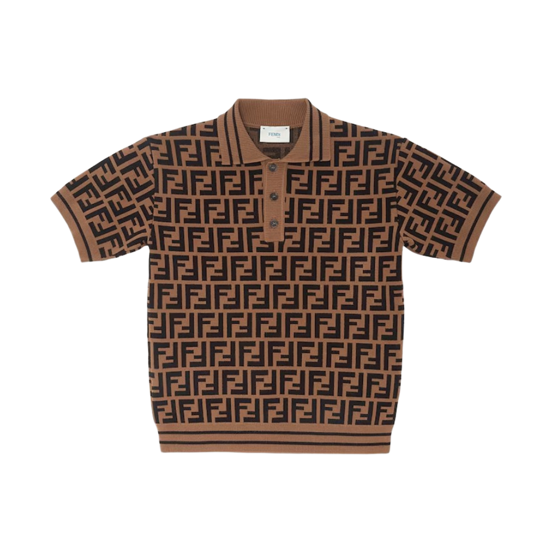 (키즈) 펜디 올오버 FF 니트 폴로 셔츠 멀티컬러((Kids) Fendi Knit Polo Shirt with Allover FF Multicolor)