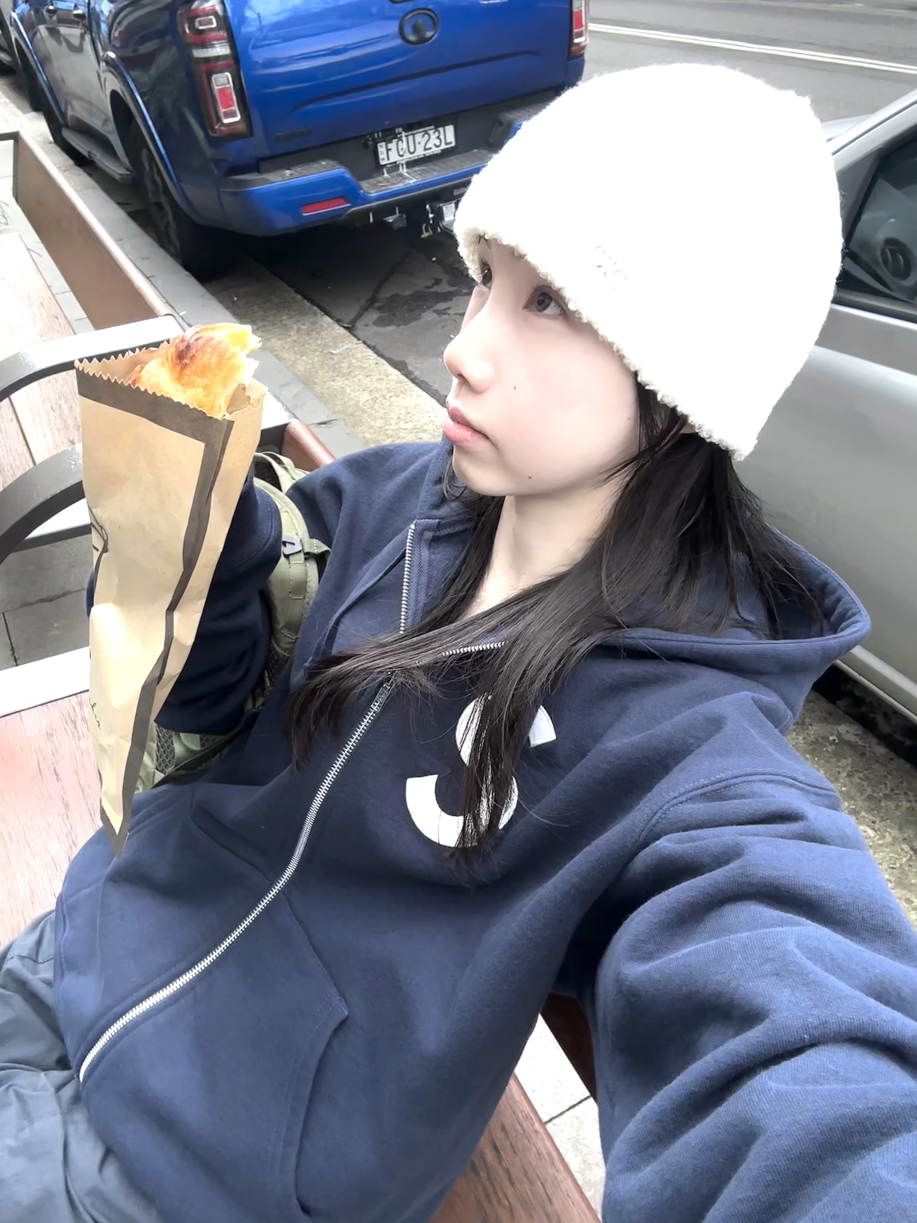 Supreme S Logo Zip Up Hooded Sweatshirt Navy - 24FW 착용 스타일 - 2