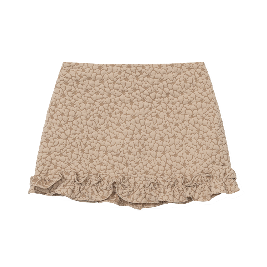 LUV045 UGLYSHADOW Flower Ruffle Mini Skirt Beige