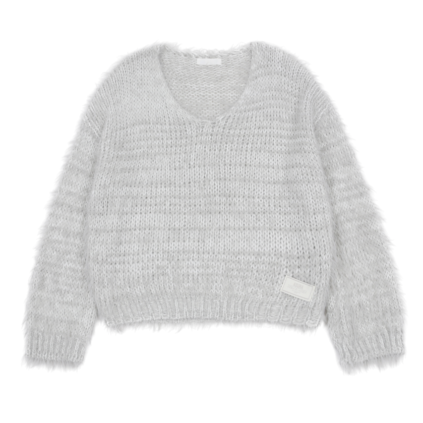 A25FWKN73MG0F Asura Fuzzy V Knit Melange Grey