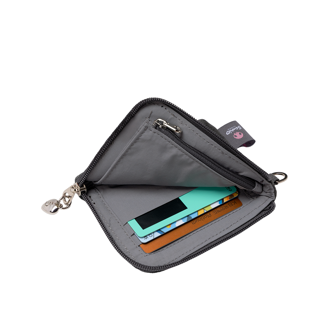 조셉앤스테이시 데님 키링 카드 월렛 쿠로미 워시드 차콜(Joseph&Stacey Denim Keyring Card Wallet Kuromi Washed Charcoal) - 3