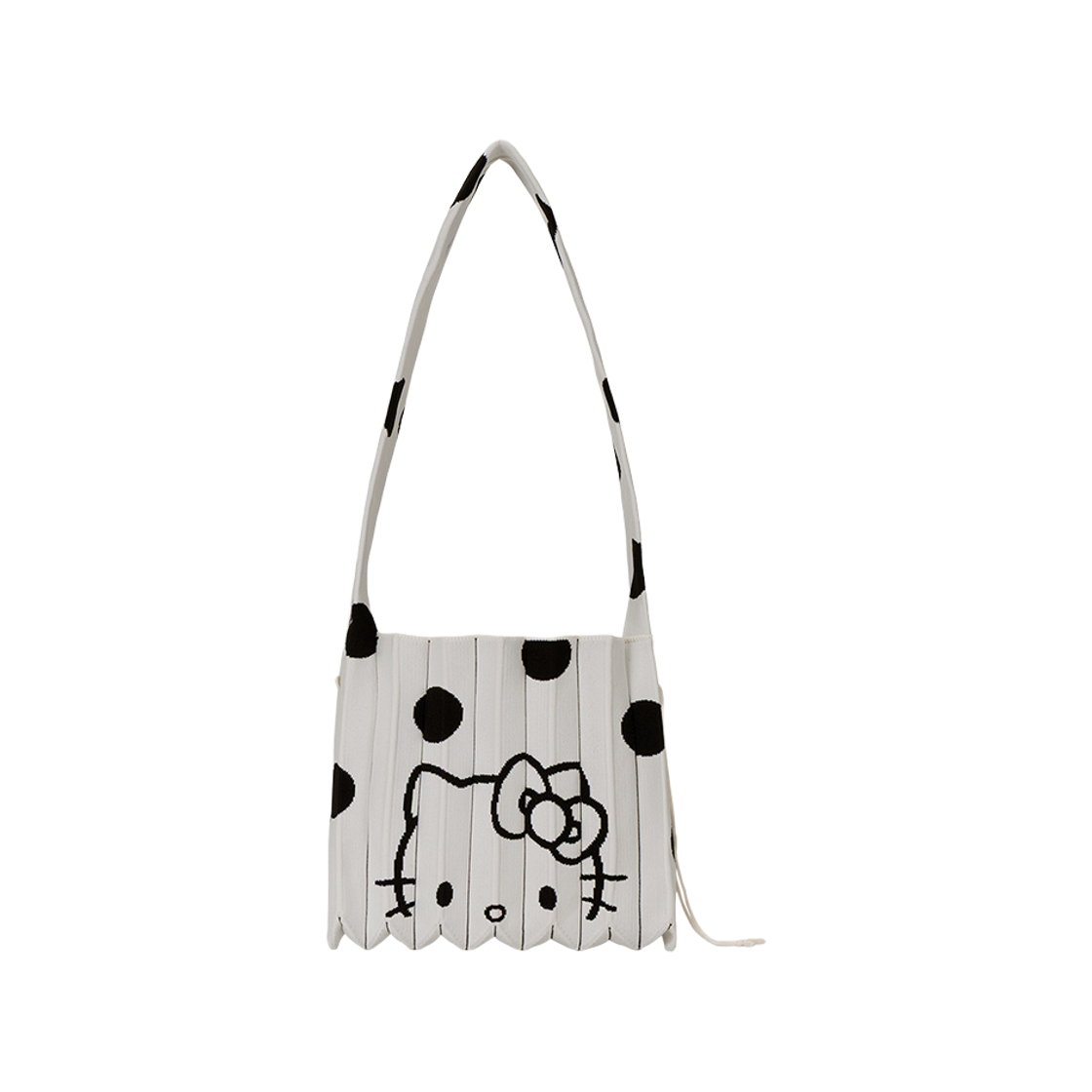 조셉앤스테이시 럭키 플리츠 니트 크로스바디 미디움 도트 헬로키티 크림 화이트(Joseph&Stacey Lucky Pleats Knit Crossbody M Dot Hello Kitty Cream White)