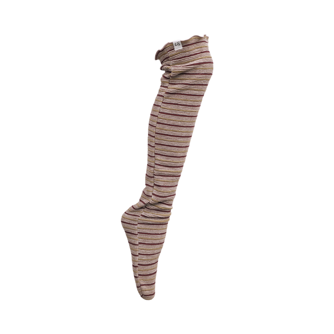 LUV061 UGLYSHADOW Knee High Socks Striped Burgundy