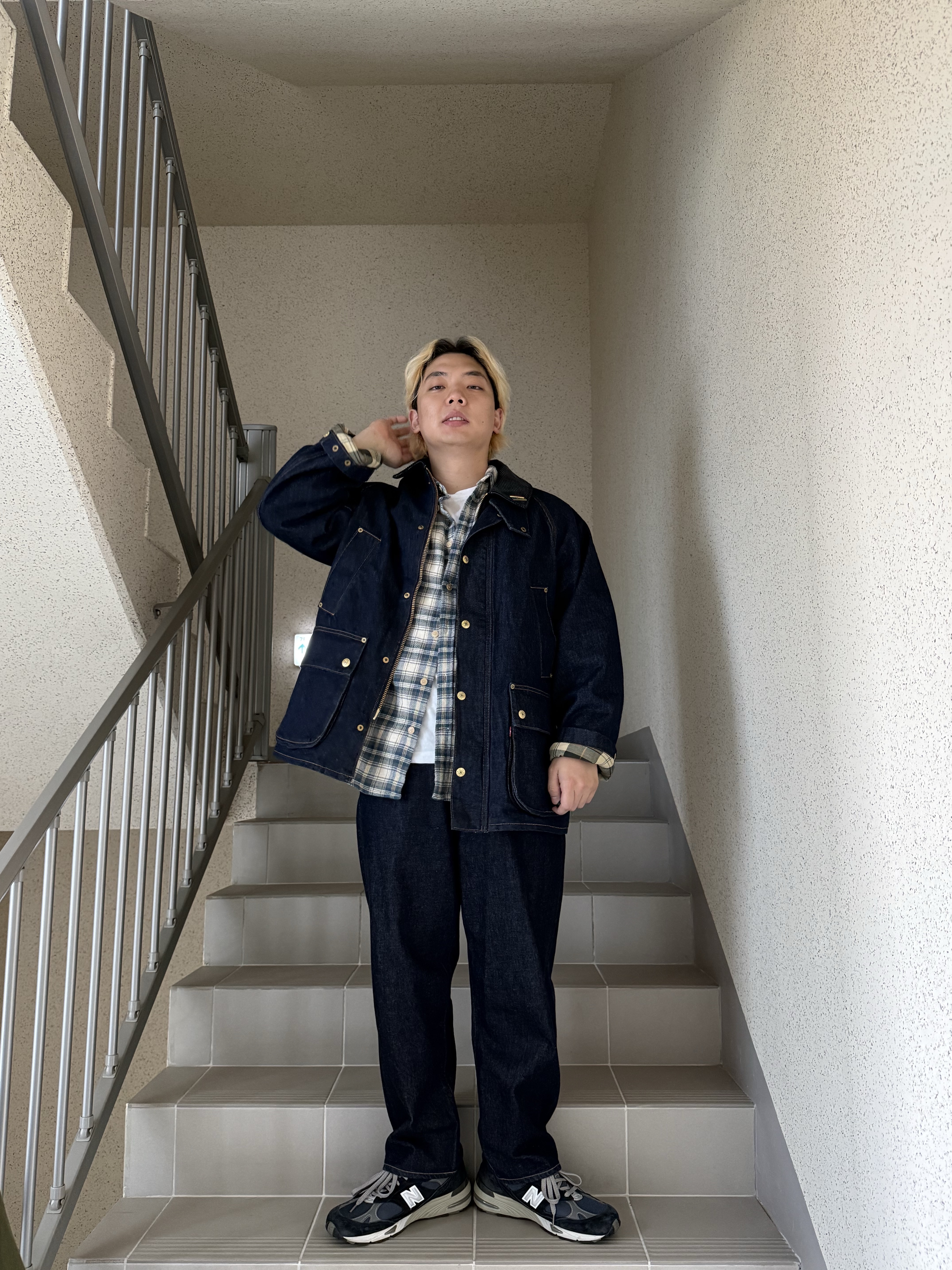 New Balance 991 Made in UK Navy 착용 스타일 - 4