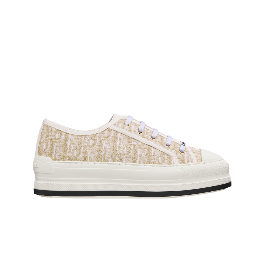 KCK385LOC-S49K (W) Dior Walk’N Dior Platform Sneakerss Cotton and Metallic Thread Dior Oblique Embroidery White Gold