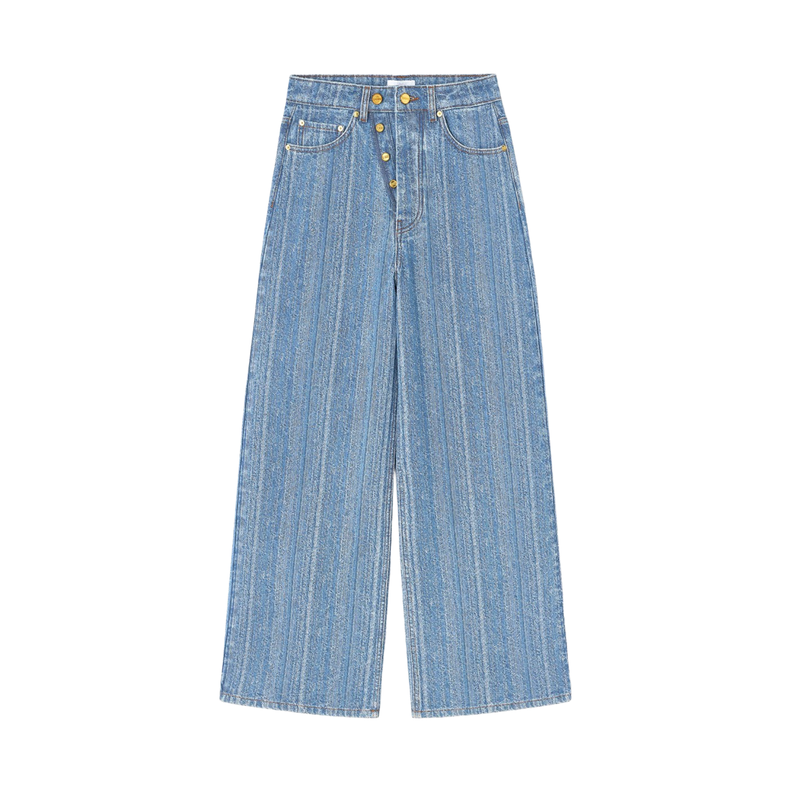 J1882-566 (W) Ganni Striped Baggy Jeans Mid Blue Stone