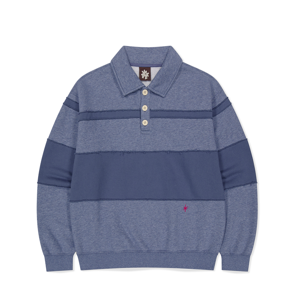 SL253TSWOW01HNA SUNLOVE Layered Sweat Polo Heather Navy