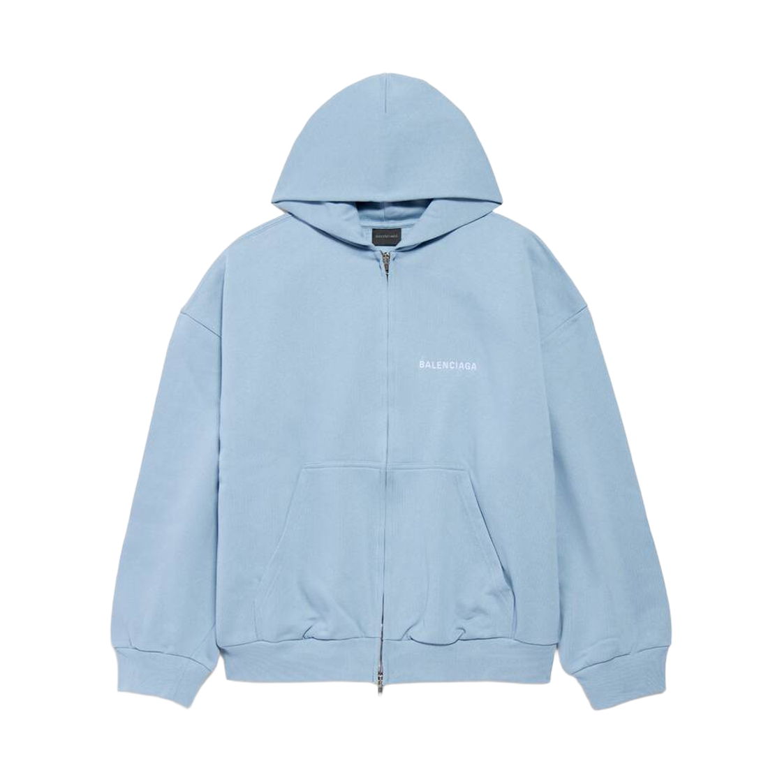 803264TTVJ24773 Balenciaga Back Zip Up Hoodie Regular Fit Light Blue White