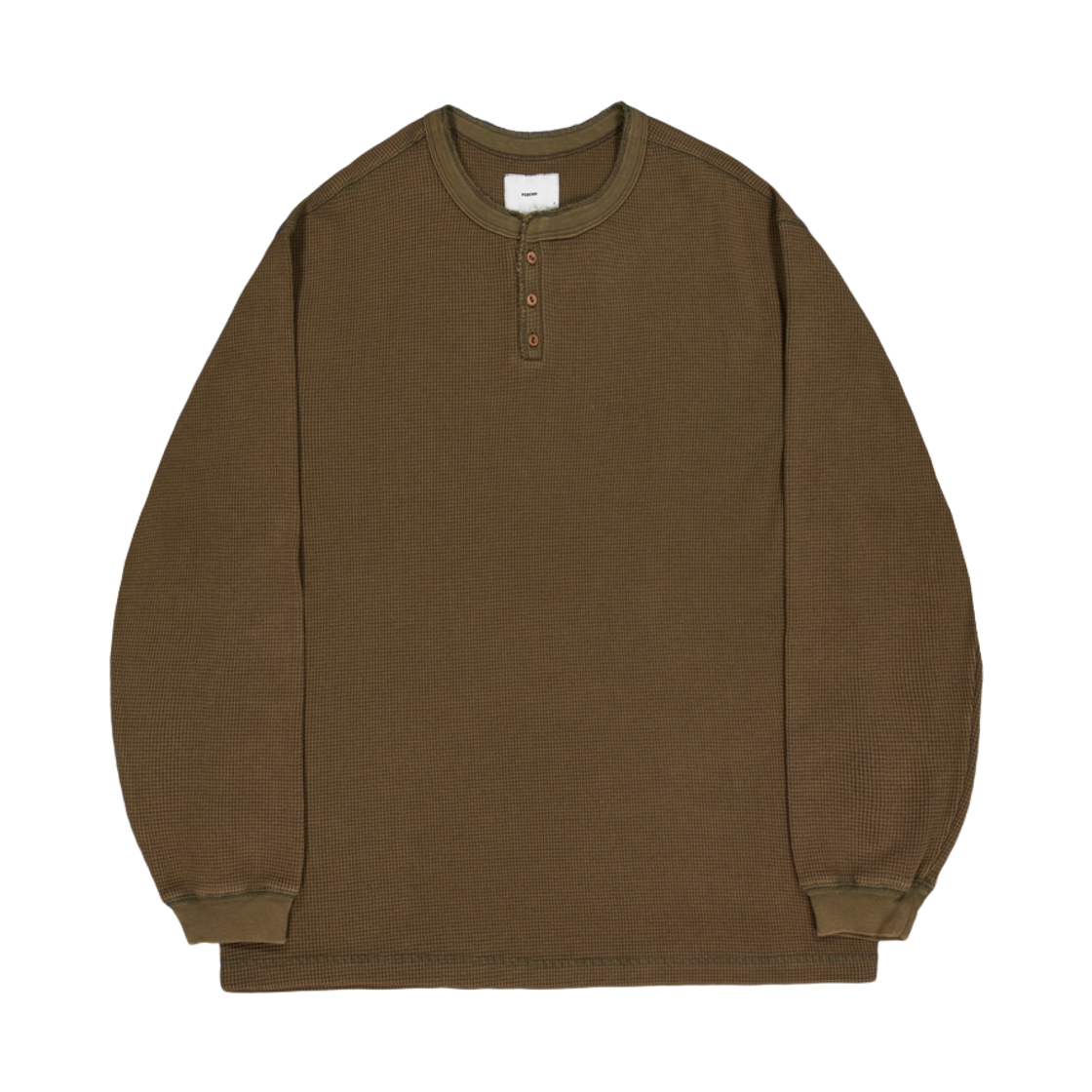 퍼렌 헨리넥 롱 슬리브 올리브 카키(PERENN Waffle Henley Neck Long Sleeve Olive Khaki)
