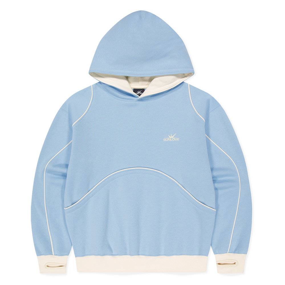 SLCO0TSWHO04TB SUNLOVE Crescent Brushed Hoodie Light Blue