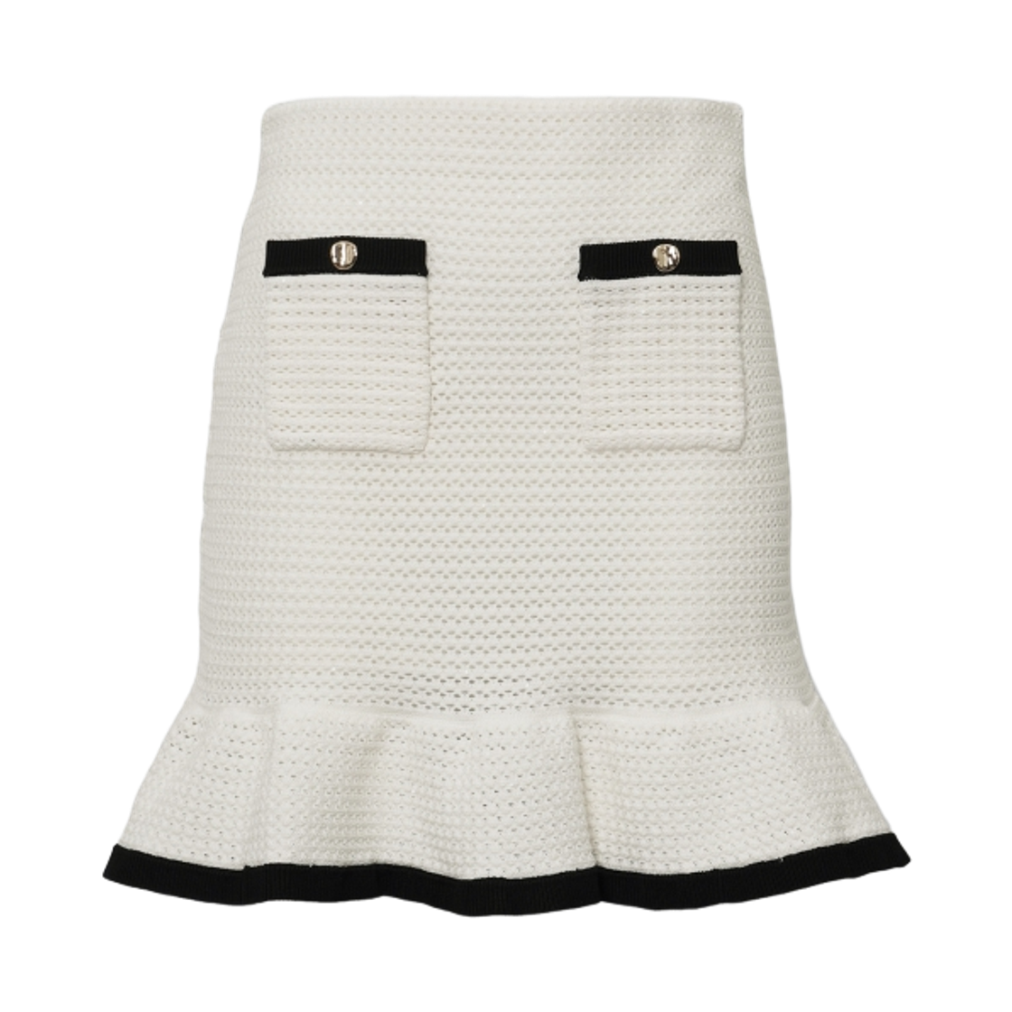 (W) 셀프 포트레이트 크로쉐 미니 스커트 크림((W) Self Portrait Crochet Mini Skirt Cream)