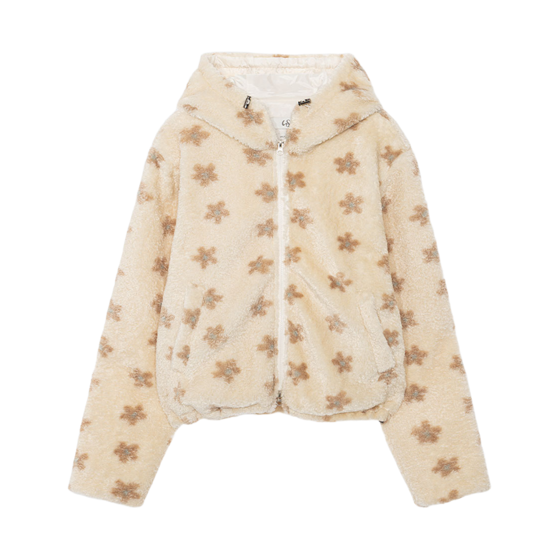 어글리쉐도우 플라워 퍼 점퍼 베이지(UGLYSHADOW Flower Fur Jumper Beige)