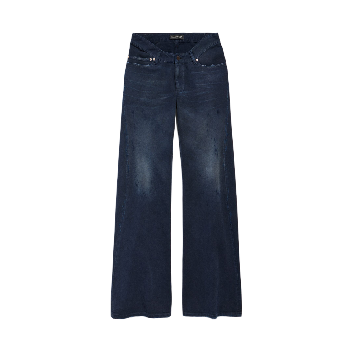 848019TTW648074 (W) Balenciaga Curved Waist Pants Navy Dirty Dark Blue