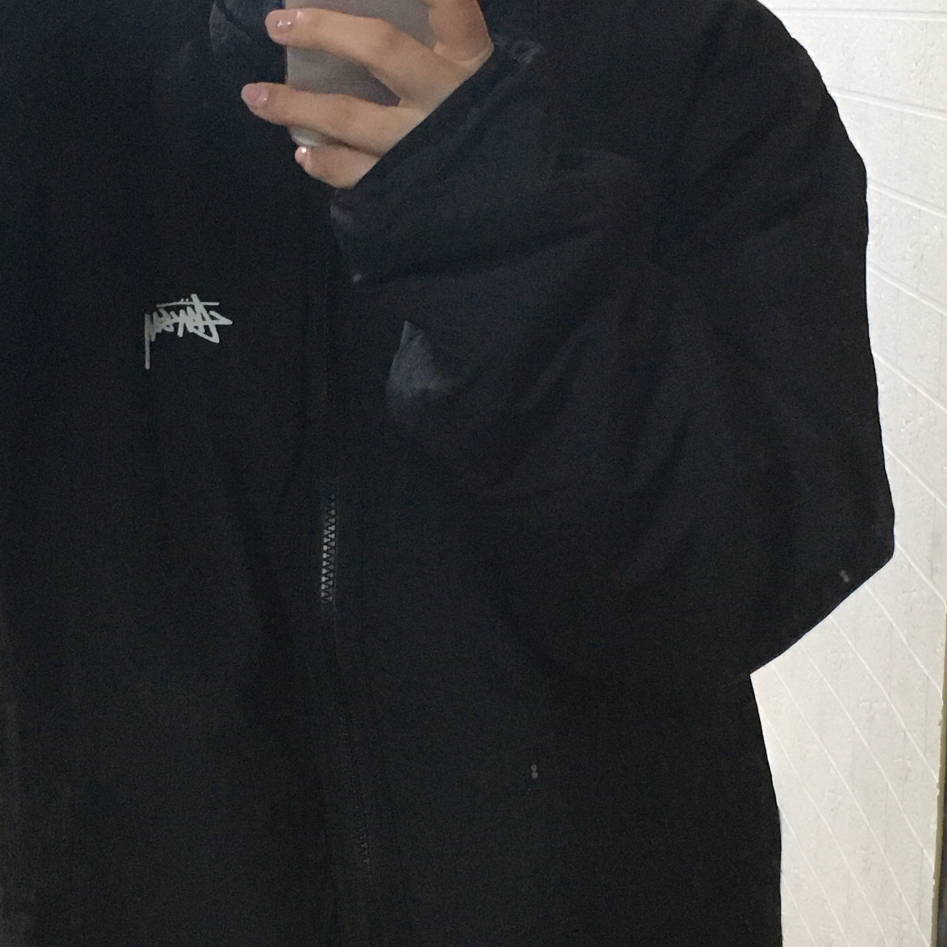 Stussy Sherpa Reversible Jacket Black 착용 스타일 - 2