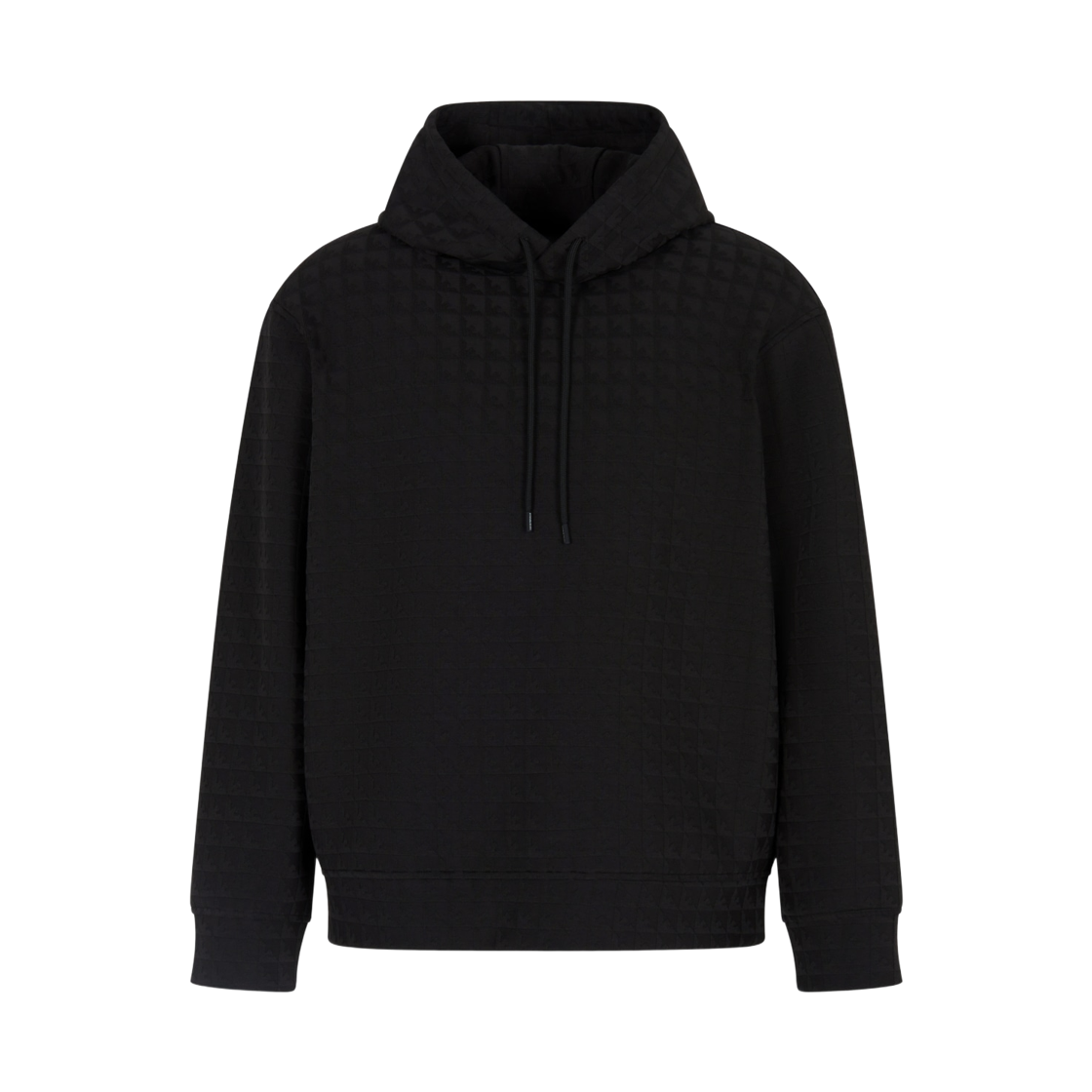 EM003424AF13700FC230 Emporio Armani Eagle Motif Details ASV Lyocell Jacquard Jersey Hooded Sweatshirt Black
