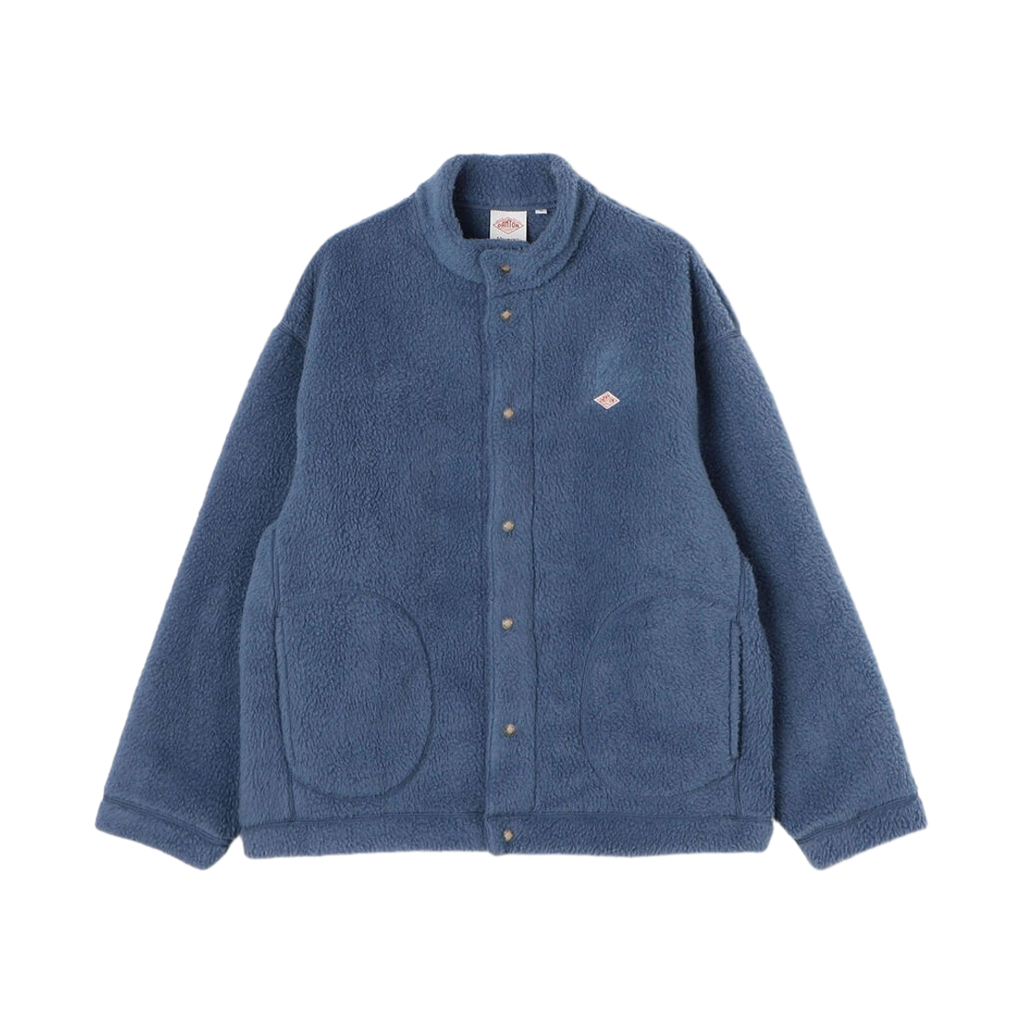 39131 Danton Double-faced Boa Stand Collar Jacket Blue