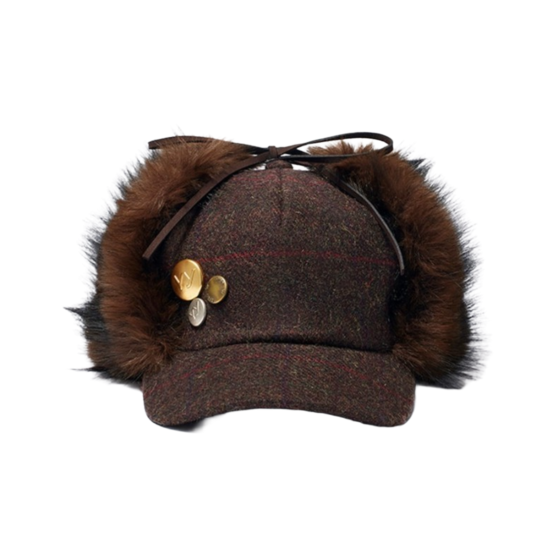 오픈 Yy 포우 퍼 이어플랩 캡 브라운(Open Yy Faux Fur Earflap Cap Brown)