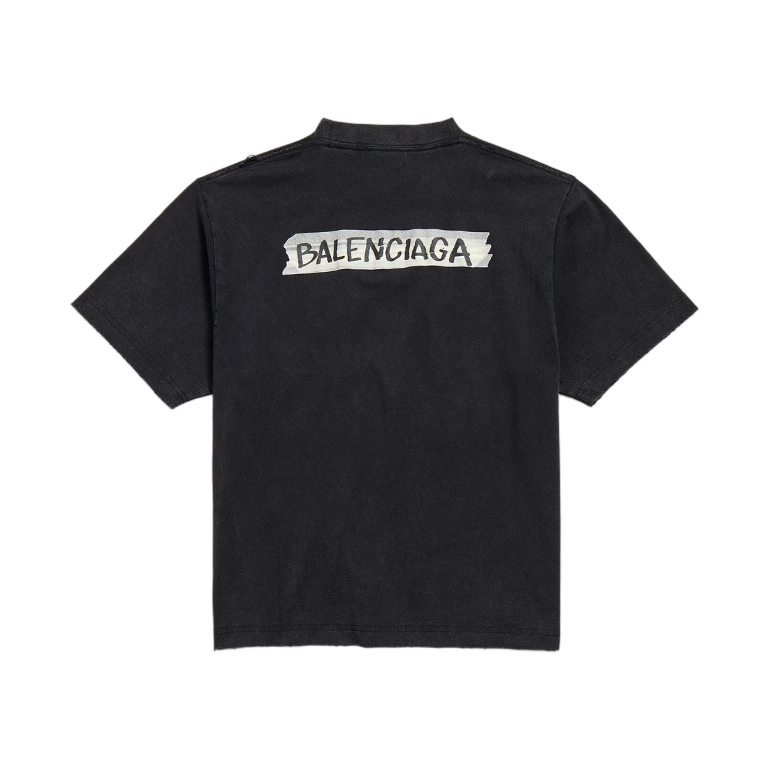 (W) 발렌시아가 마스킹 테이프 티셔츠 미디움 핏 페이디드 블랙((W) Balenciaga Masking Tape T-Shirt Medium Fit Faded Black) - 2