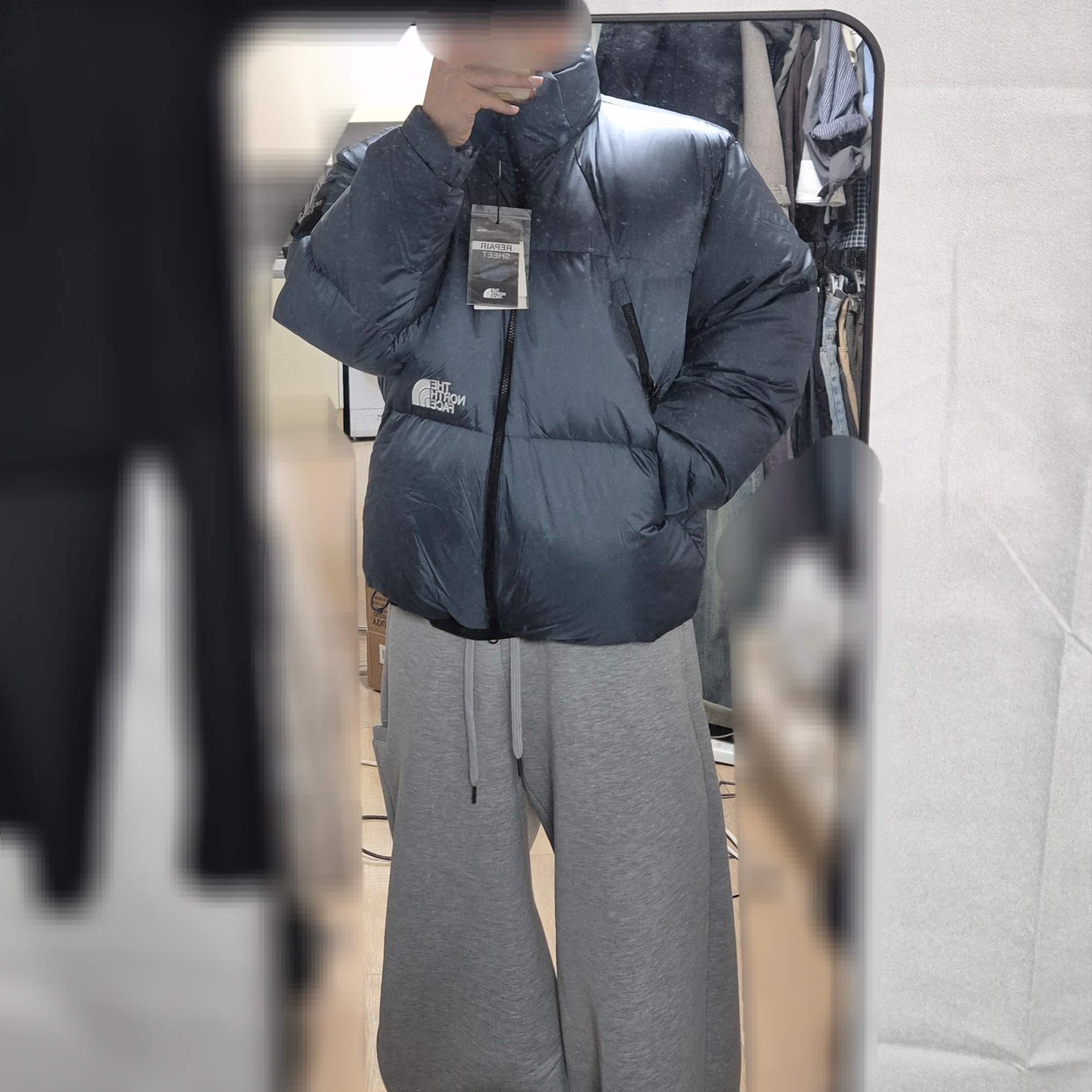 The North Face White Label Project Down Jacket RDS Dusk Blue 착용 스타일 - 2