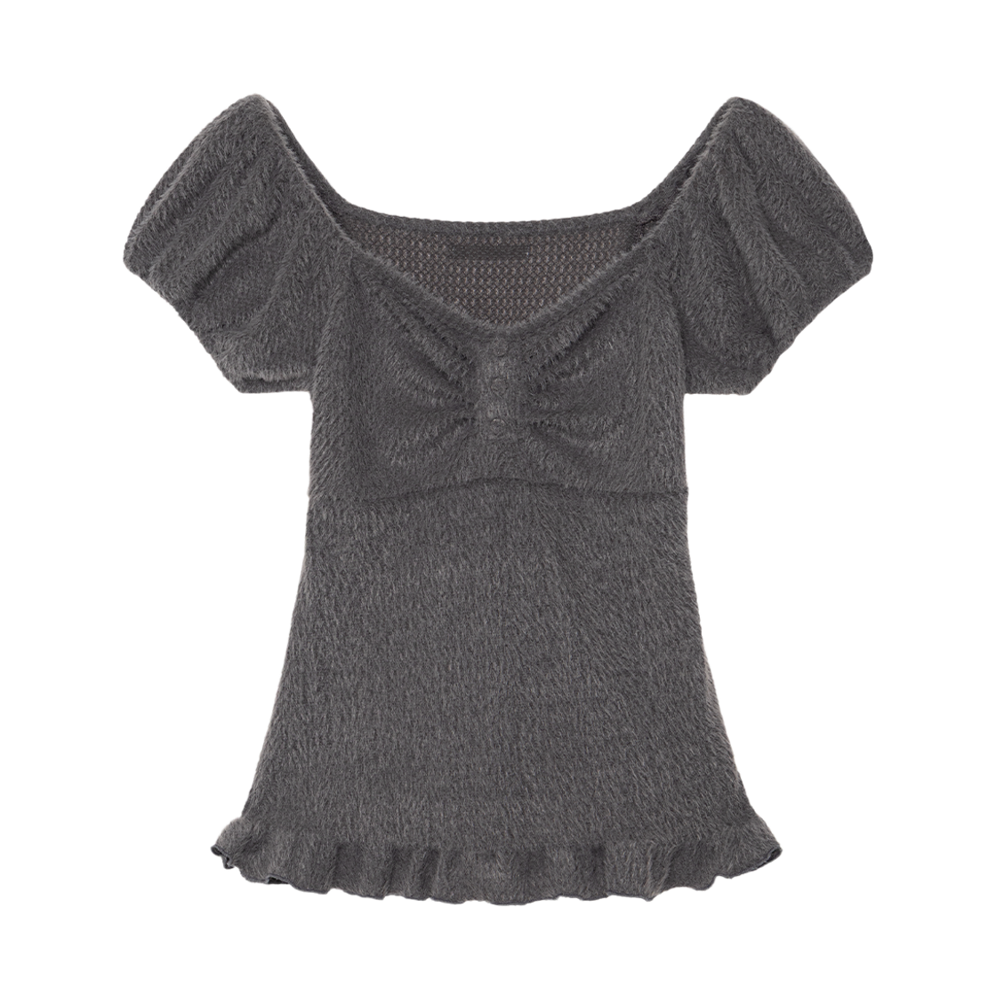 LUV029 UGLYSHADOW Soft Shirring T-shirt Charcoal