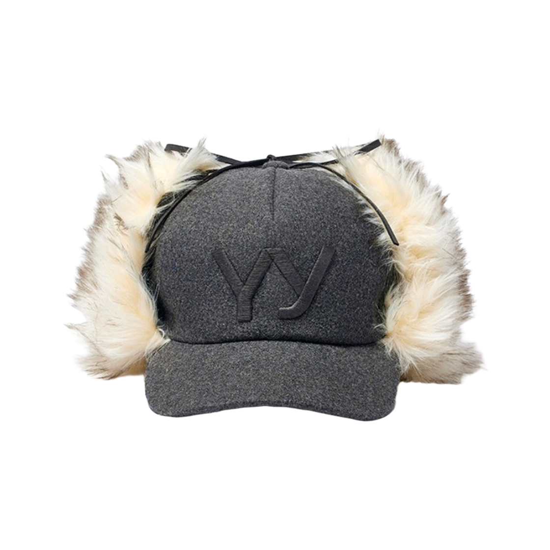 오픈 Yy 포우 퍼 이어플랩 캡 그레이(Open Yy Faux Fur Earflap Cap Gray)