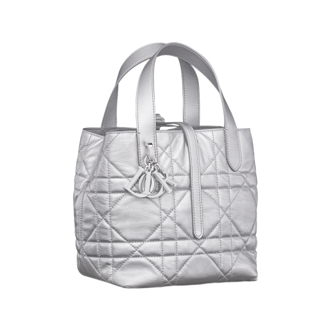디올 스몰 디올 뚜주흐 버티컬 토트백 이리디센트 메탈릭 매크로까나쥬 카프스킨 실버(Dior Small Dior Toujours Vertical Tote Bag Iridescent Metallic Macro Cannage Calfskin Silver) - 2