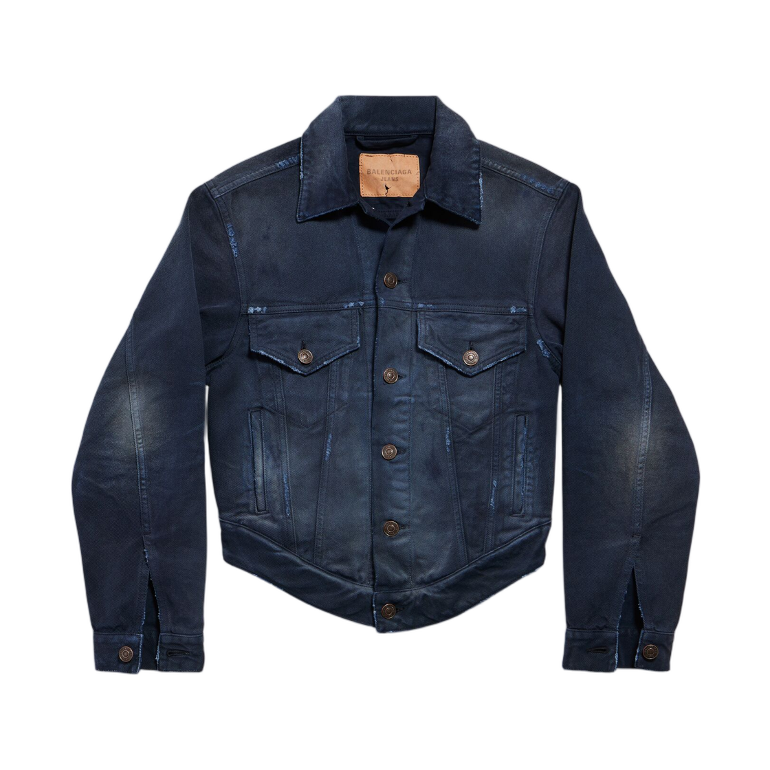 856423TTW648074 (W) Balenciaga Curved Waistband Jacket Navy Dirty Dark Blue