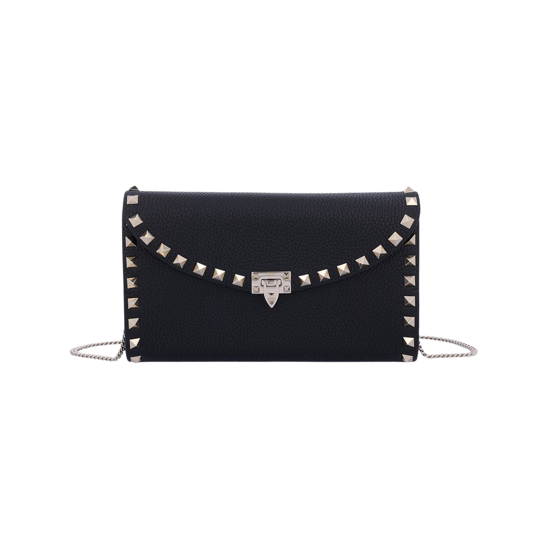 P0Z81VSH0NO Valentino Rockstud Chain Strap Wallet Black
