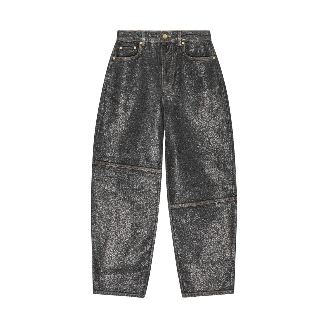 J1803-006 (W) Ganni Shimmery Foil Stary Jeans Washed Black Black