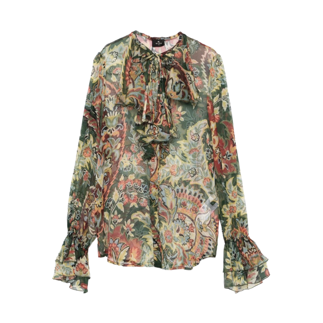 WRIA003299SA1E3X0892 (W) Etro Print Silk Shirt Green