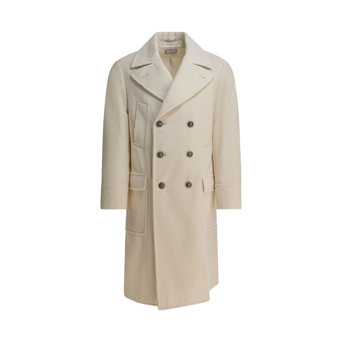 MV4239139K-C369 Brunello Cucinelli Cashmere Wide Wale Corduroy Coat Ecru