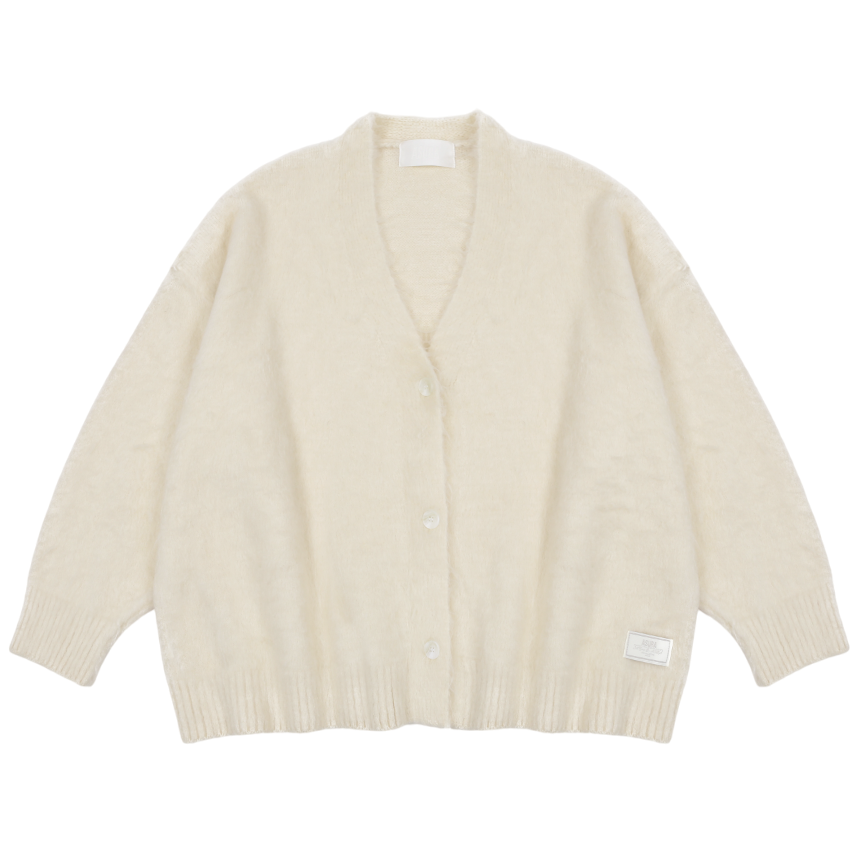 A25FWKN75IV0F Asura Hairly Brush Midi Cadigan Ivory