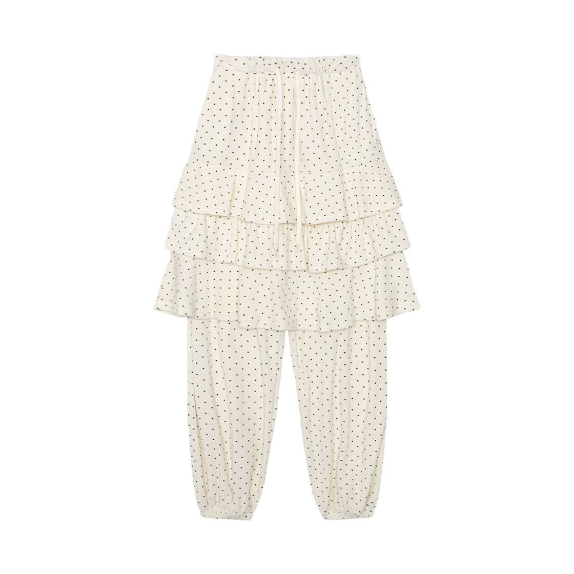 LUV040 UGLYSHADOW Dot Velvet Cancan Midi Skirt Pants Ivory