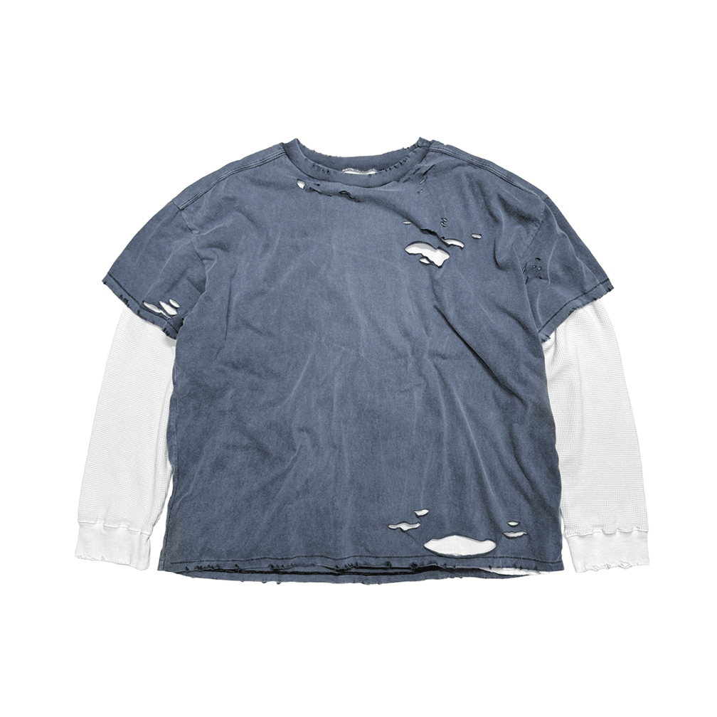 홈리스 빈티지 레이어드 와플 롱슬리브 워시드 블루(Hommless VTG Layered Waffle LS Washed Blue)