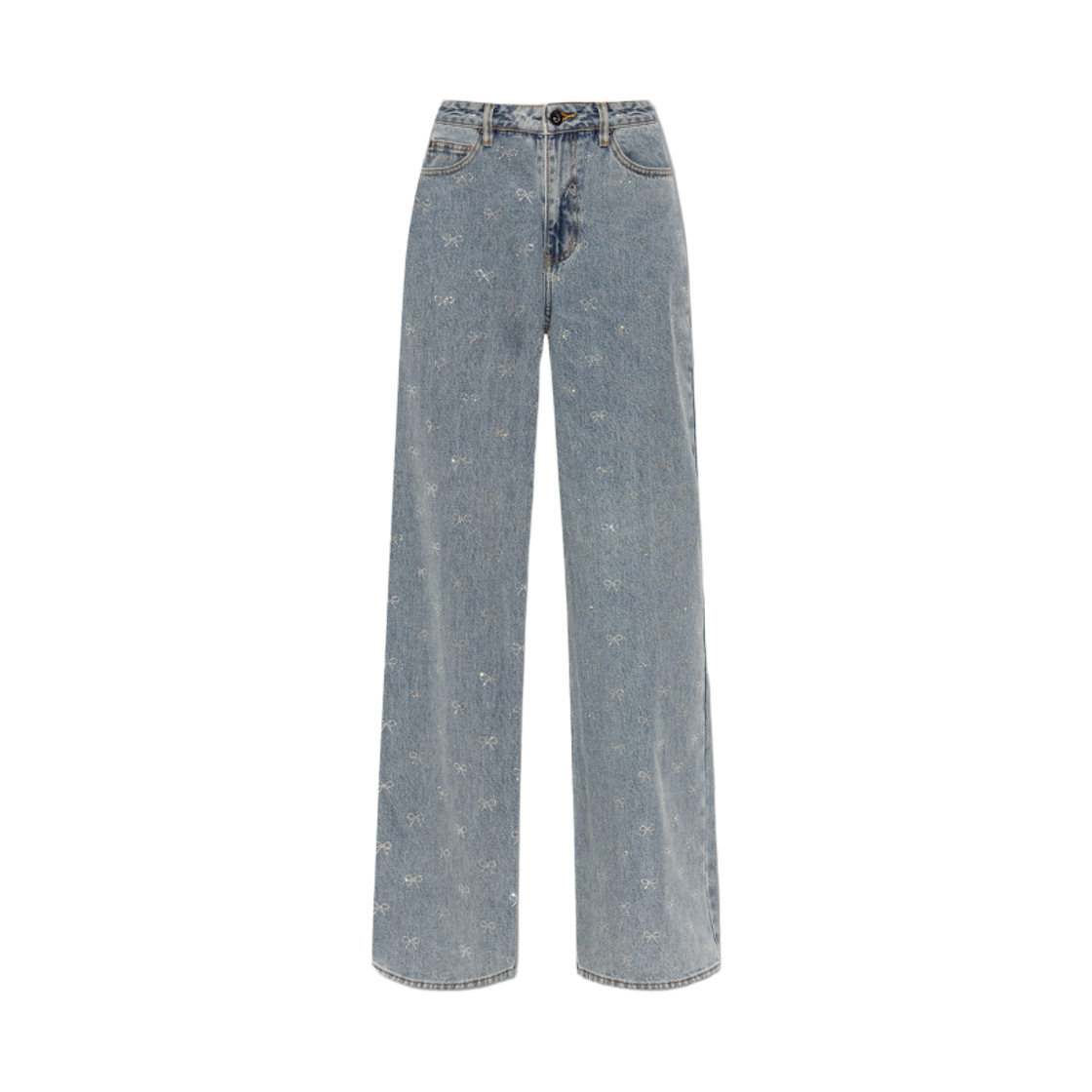 (W) 셀프 포트레이트 디아만테 보우 진 라이트 블루((W) Self Portrait Diamante Bow Jeans Light Blue)