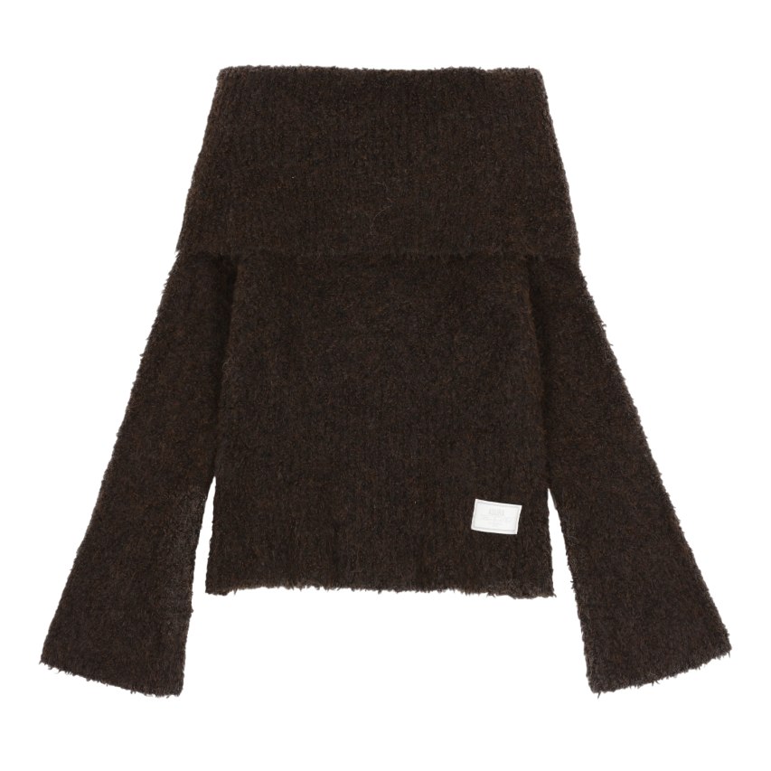A25FWKN65BR0F Asura Cozy Wool Off Shoulder Knit Brown