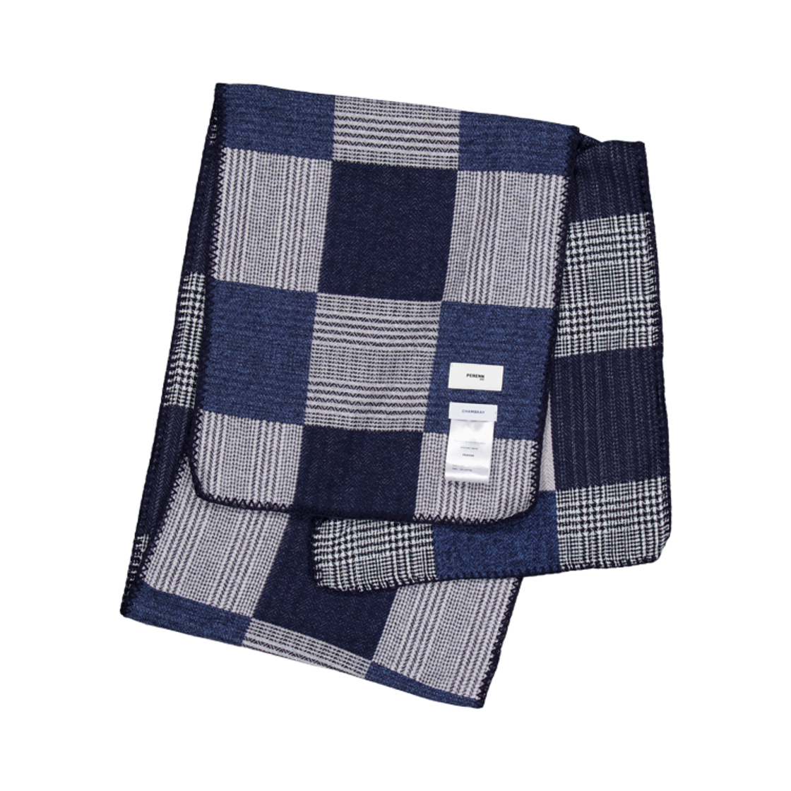 퍼렌 플러피 코튼 스카프 체크 네이비(PERENN Fluffy Cotton Scarf Check Navy) - 2