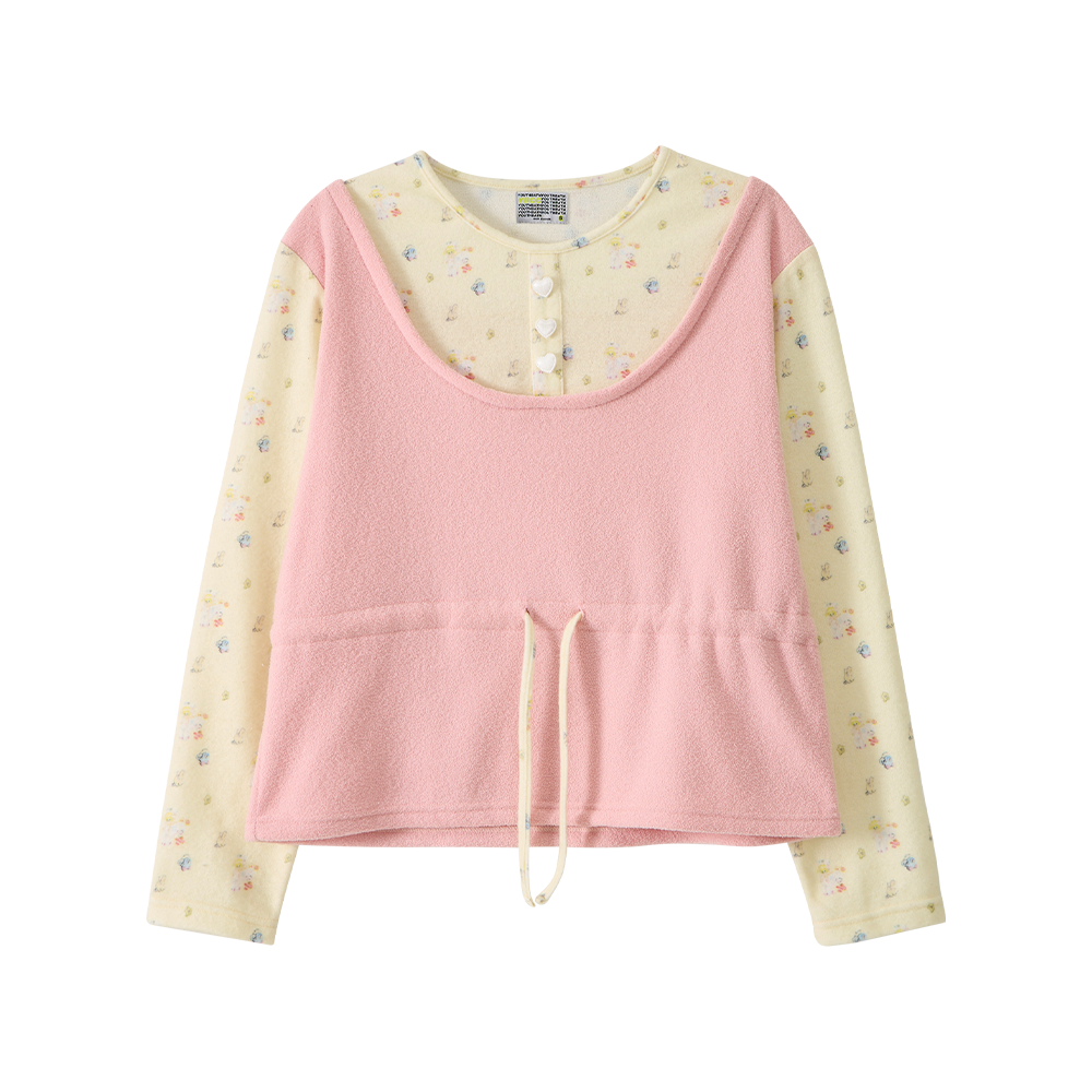 유쓰배쓰 하트 버튼 레이어드 롱슬리브(YOUTHBATH Heart Button Layered Long Sleeve)